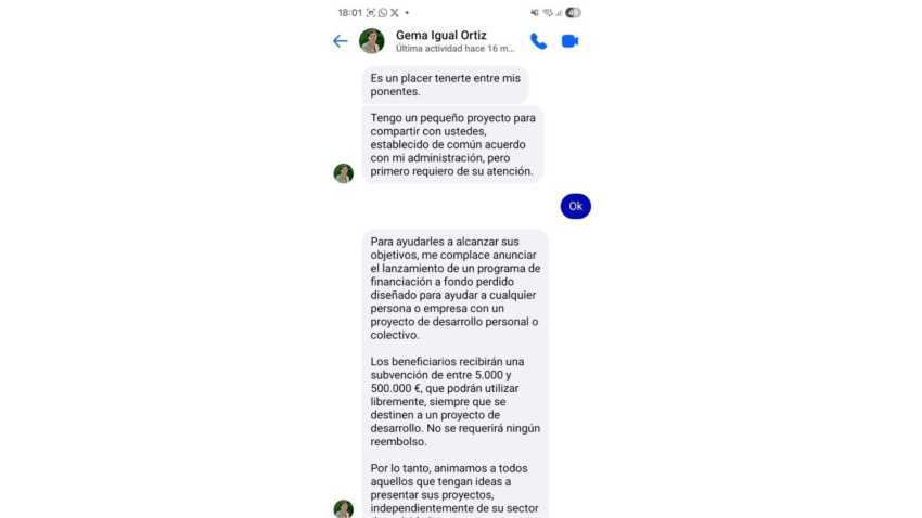 Suplantación de identidad de Gema Igual